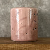 Pink mug with calming words without handle