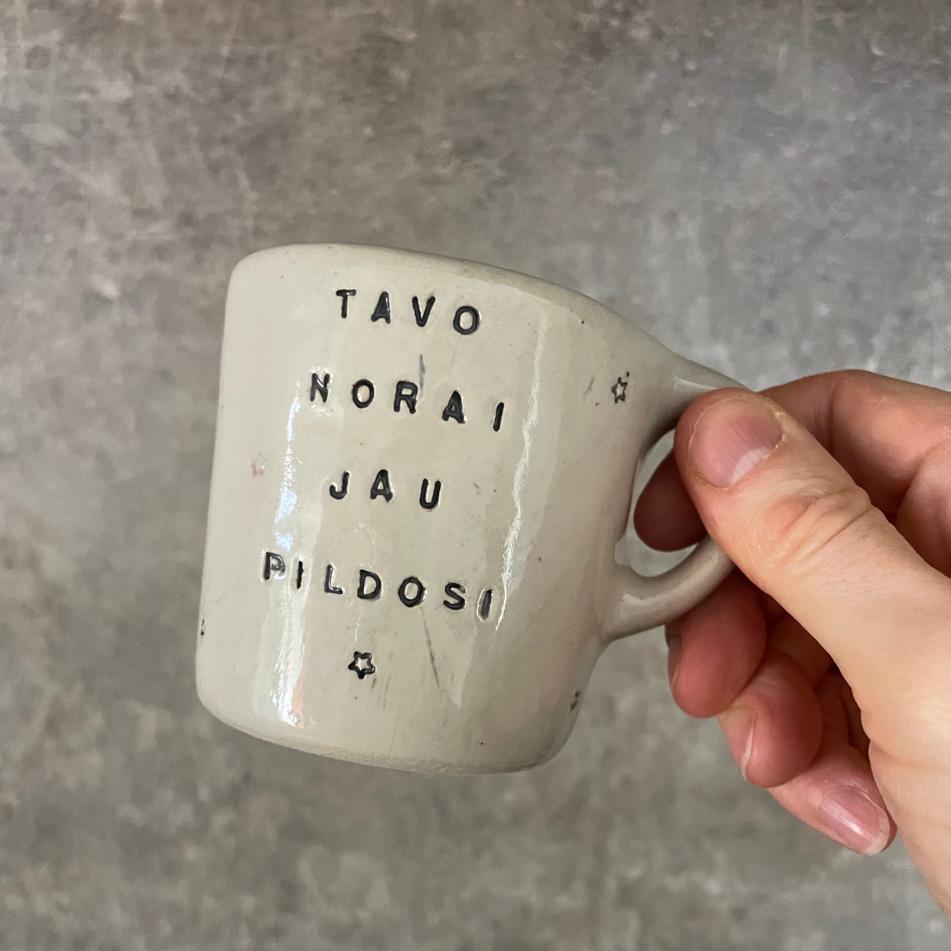 Small mug with magic words and little stars
