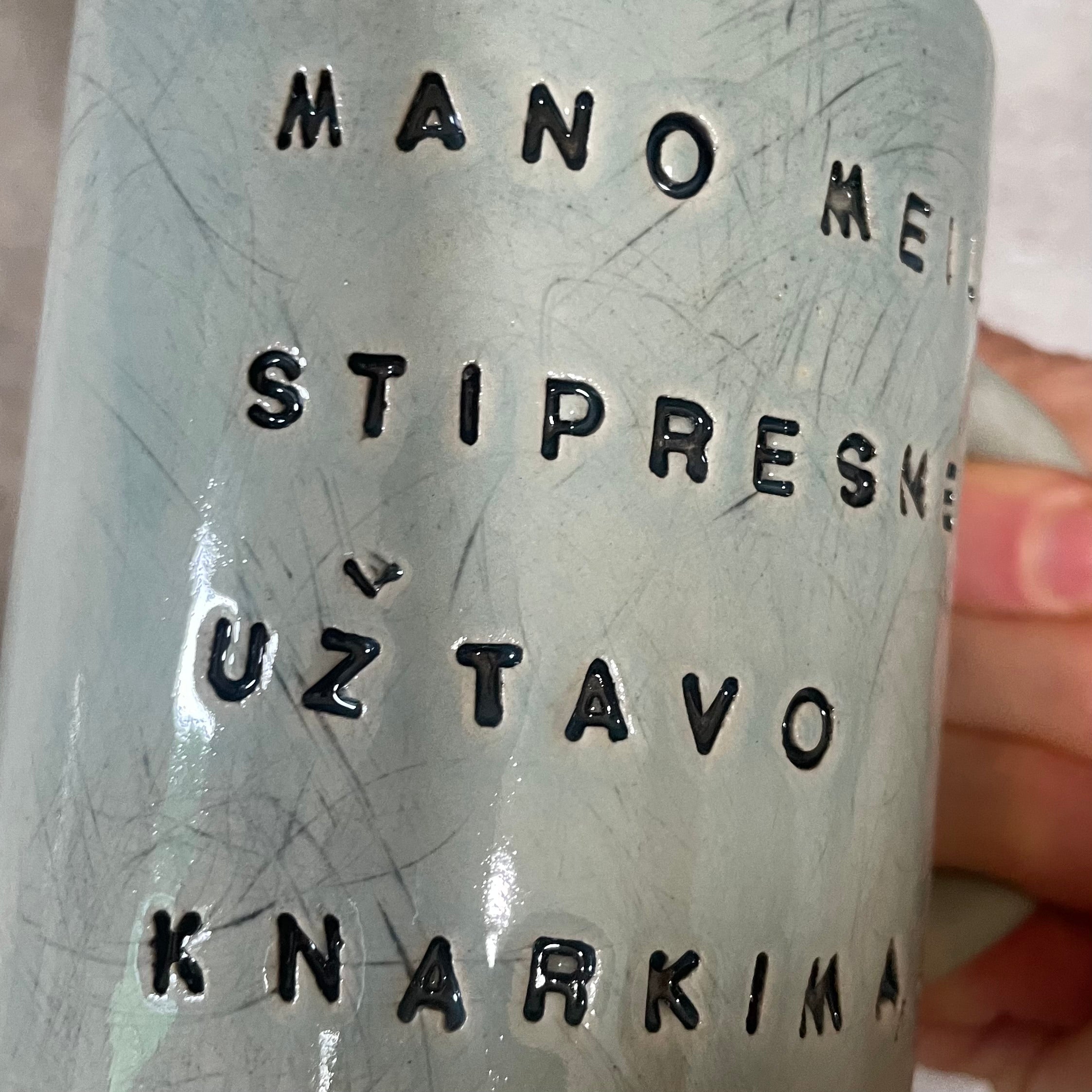 Big blue mug with lovely saying about snore