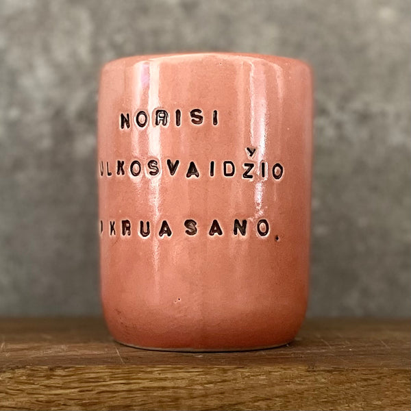 Big tumbler mug with funny phrase in Lithuanian