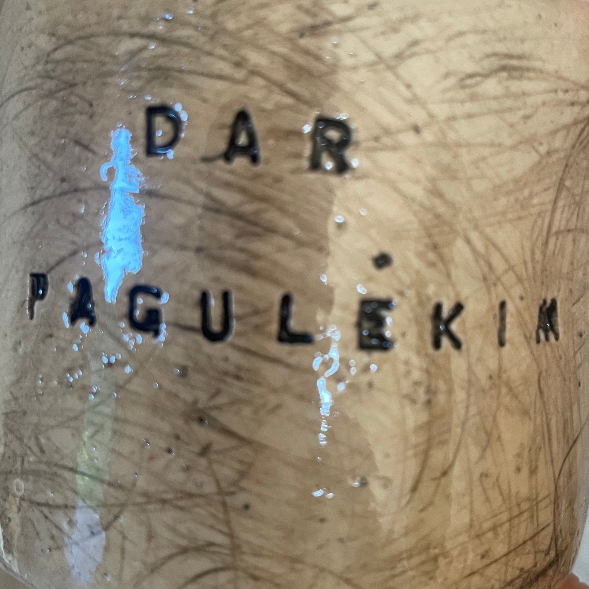 Set of two espresso mugs with words in Lithuanian