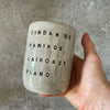 Speckled tumbler mug with saying about work