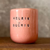 Raudonas puodelis "Kelkis, bučkis" 150 ml