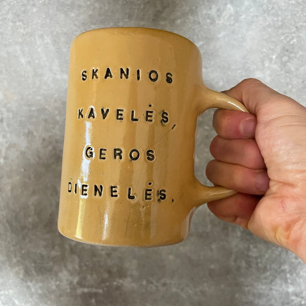 Big yellow mug with good wishes