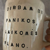 White big ceramic mug with words about work