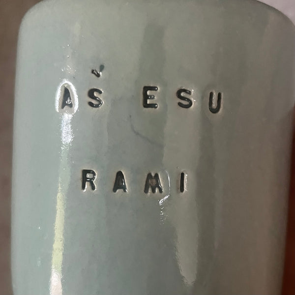 Small blue affirmation mug AŠ RAMI