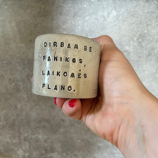 Set of two small mugs with words in Lithuanian - flat