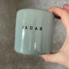 Pale blue ceramic mug "DABAR IR ČIA"