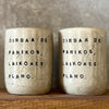 Two big ceramic tumbler mugs without handle about work