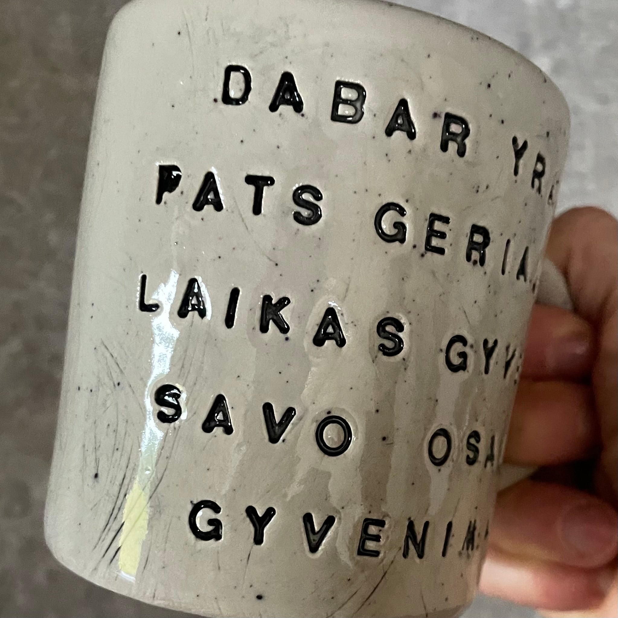 Ceramic mug about time and life