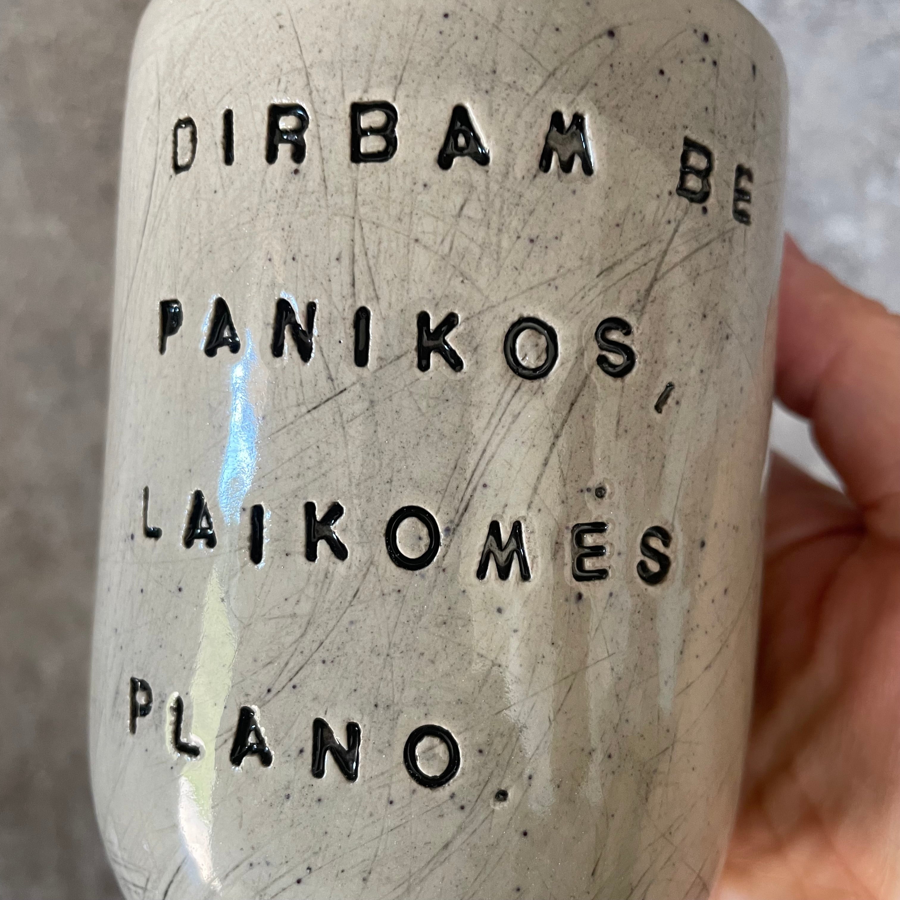 Two big ceramic tumbler mugs without handle about work