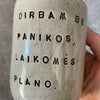 Two big ceramic tumbler mugs without handle about work