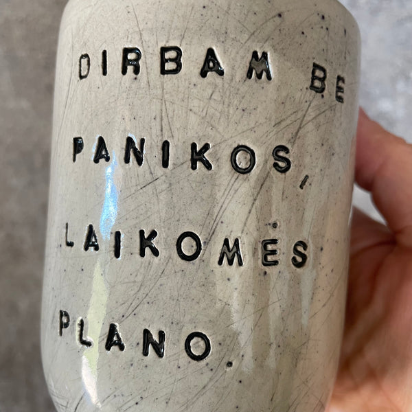 Two big ceramic tumbler mugs without handle about work