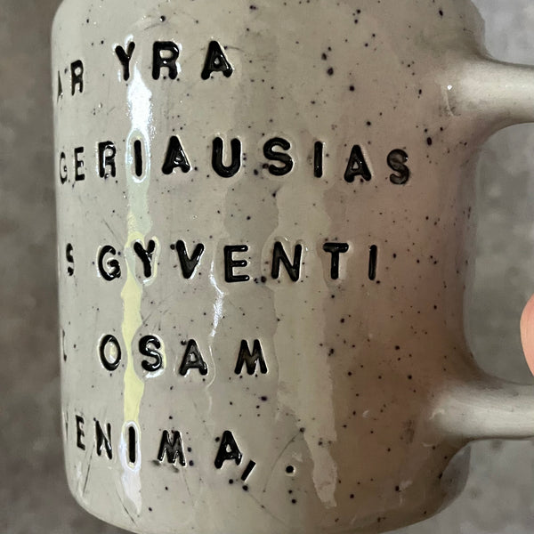 Ceramic mug about time and life