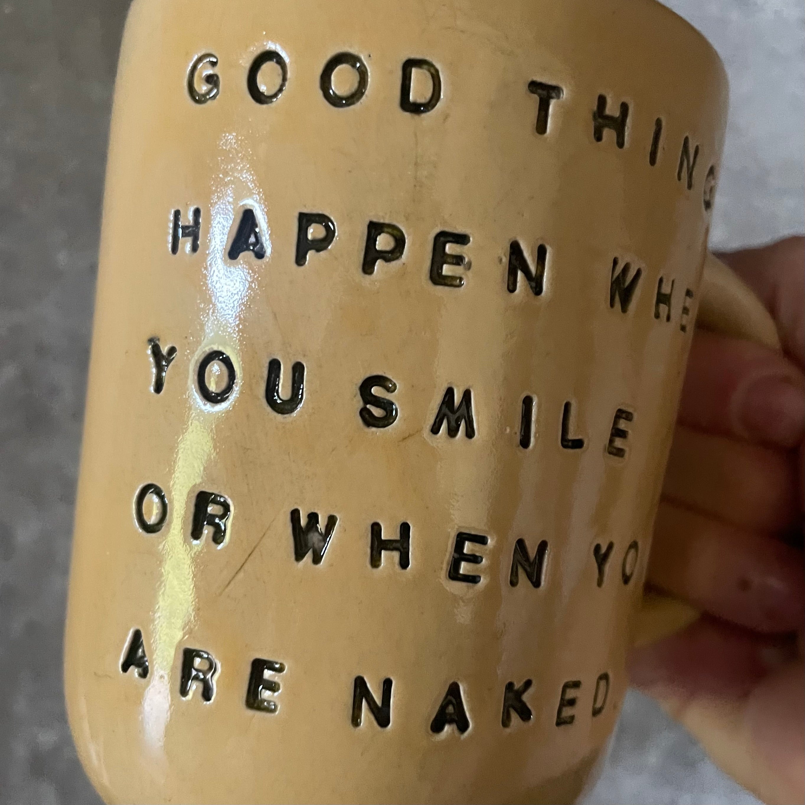 Ceramic coffee mug with funny saying