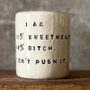 White mug with funny saying