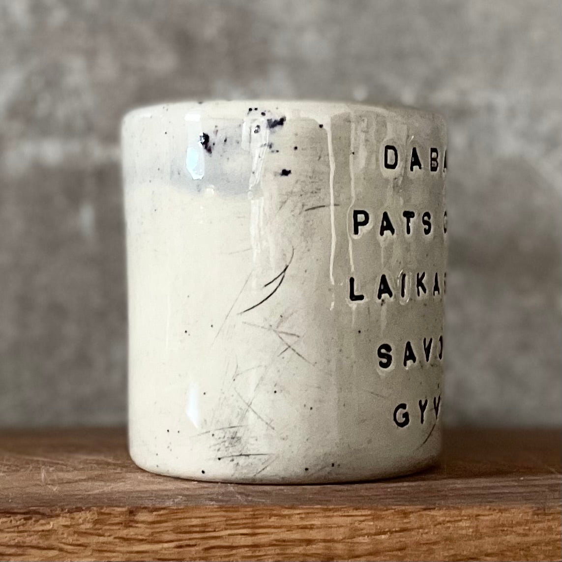 Ceramic mug about time and life