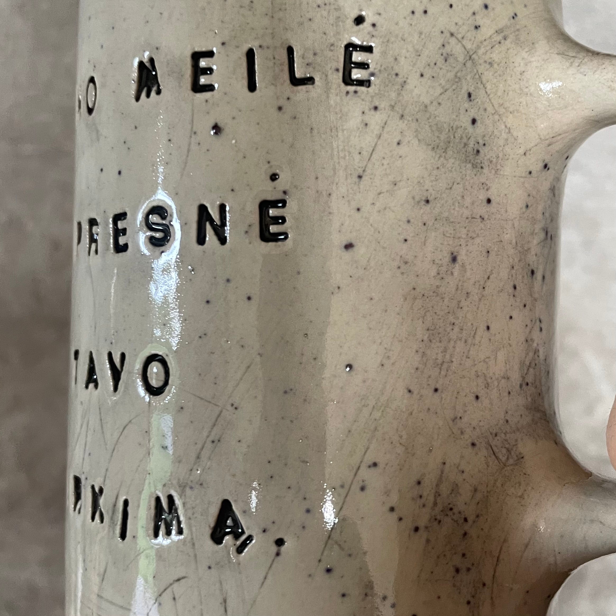 Gray mug with lovely saying