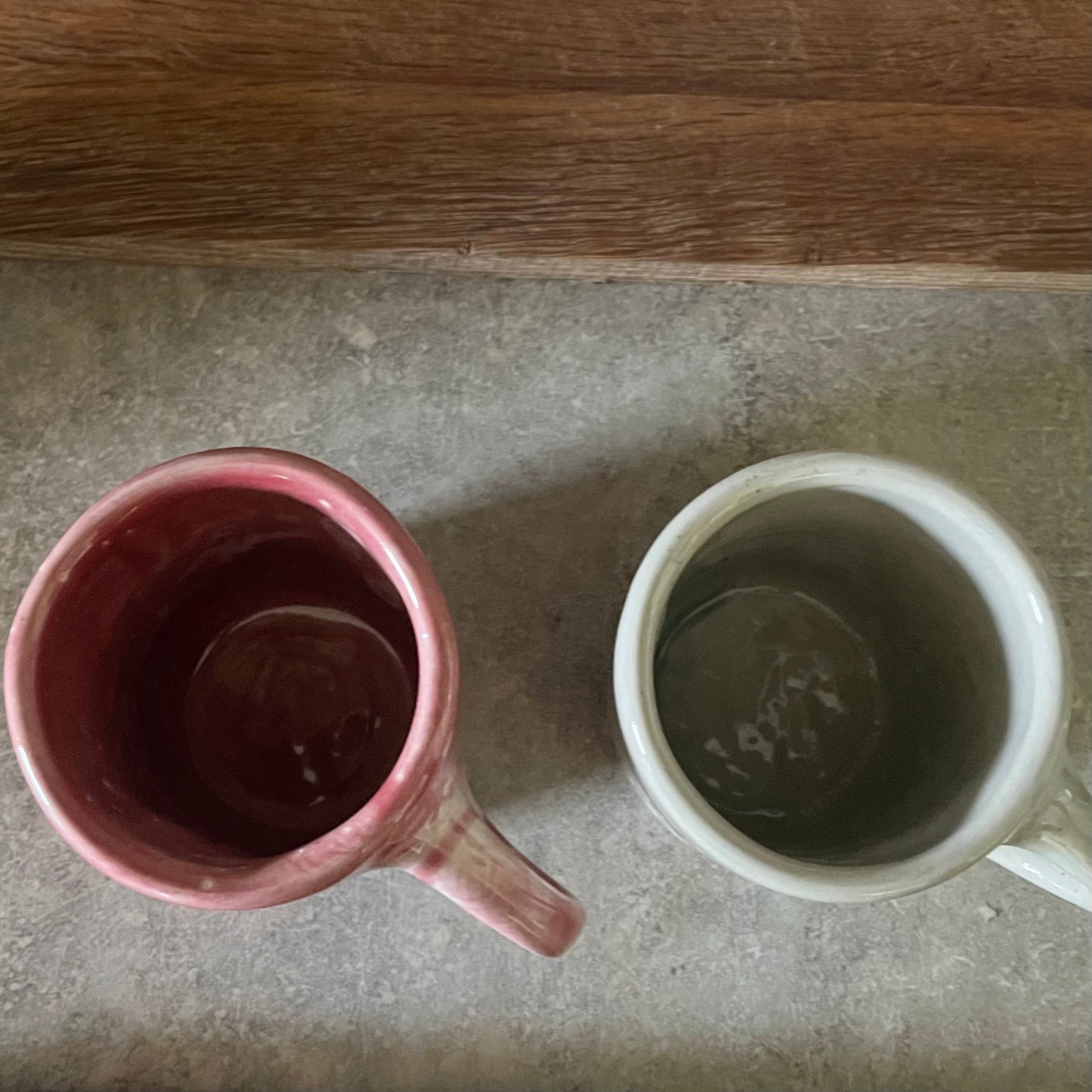 A pair of big ceramic mugs for work and fun