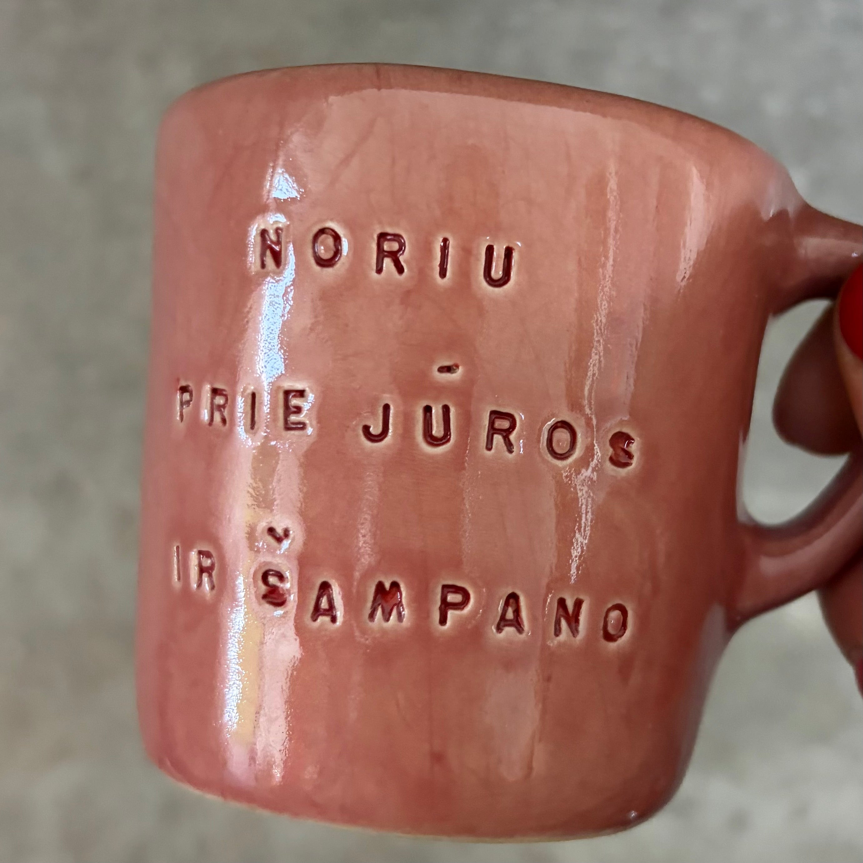 Rausvas mažas puodelis NORIU ŠAMPANO