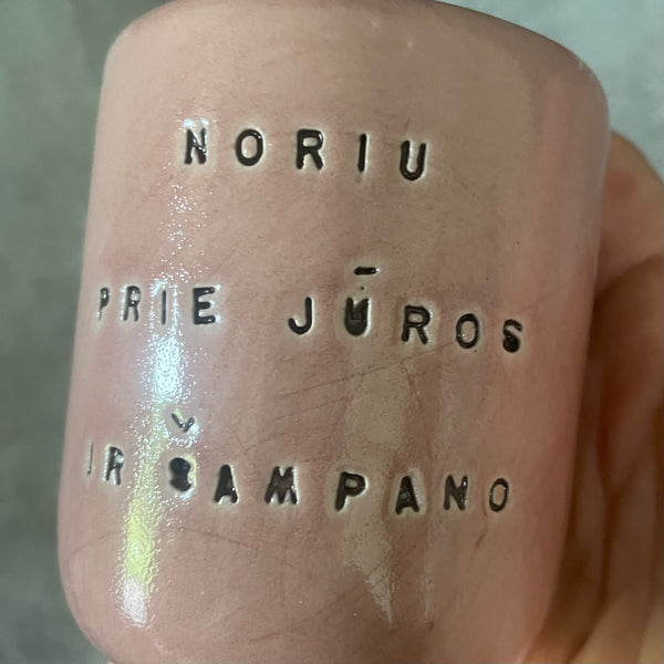 Small espresso mug with funny phrase in Lithuanian