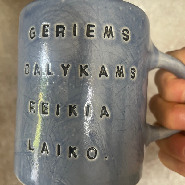 Blue mug about good things