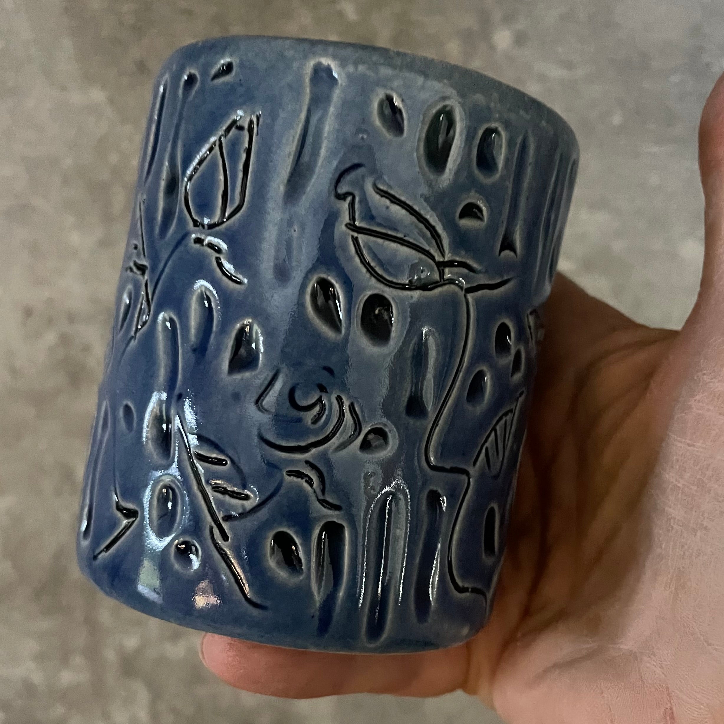 Blue floral mug