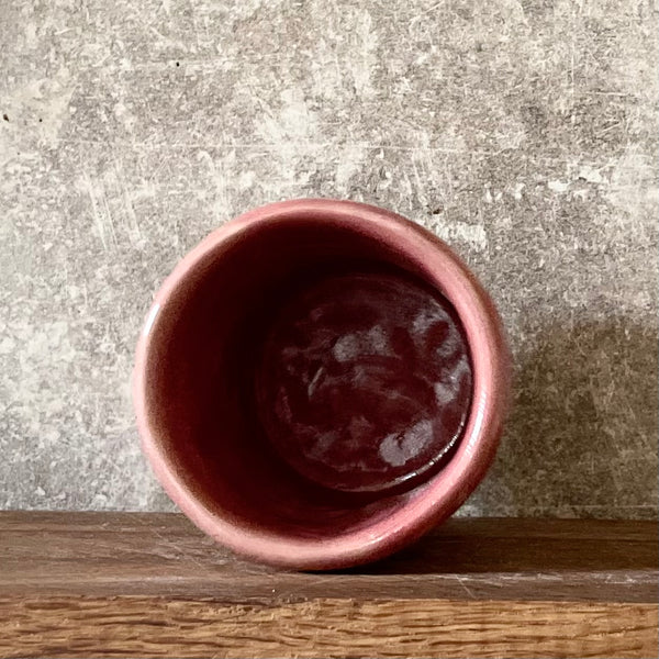 Pink mug with calming words without handle