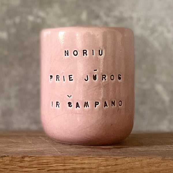 Small espresso mug with funny phrase in Lithuanian