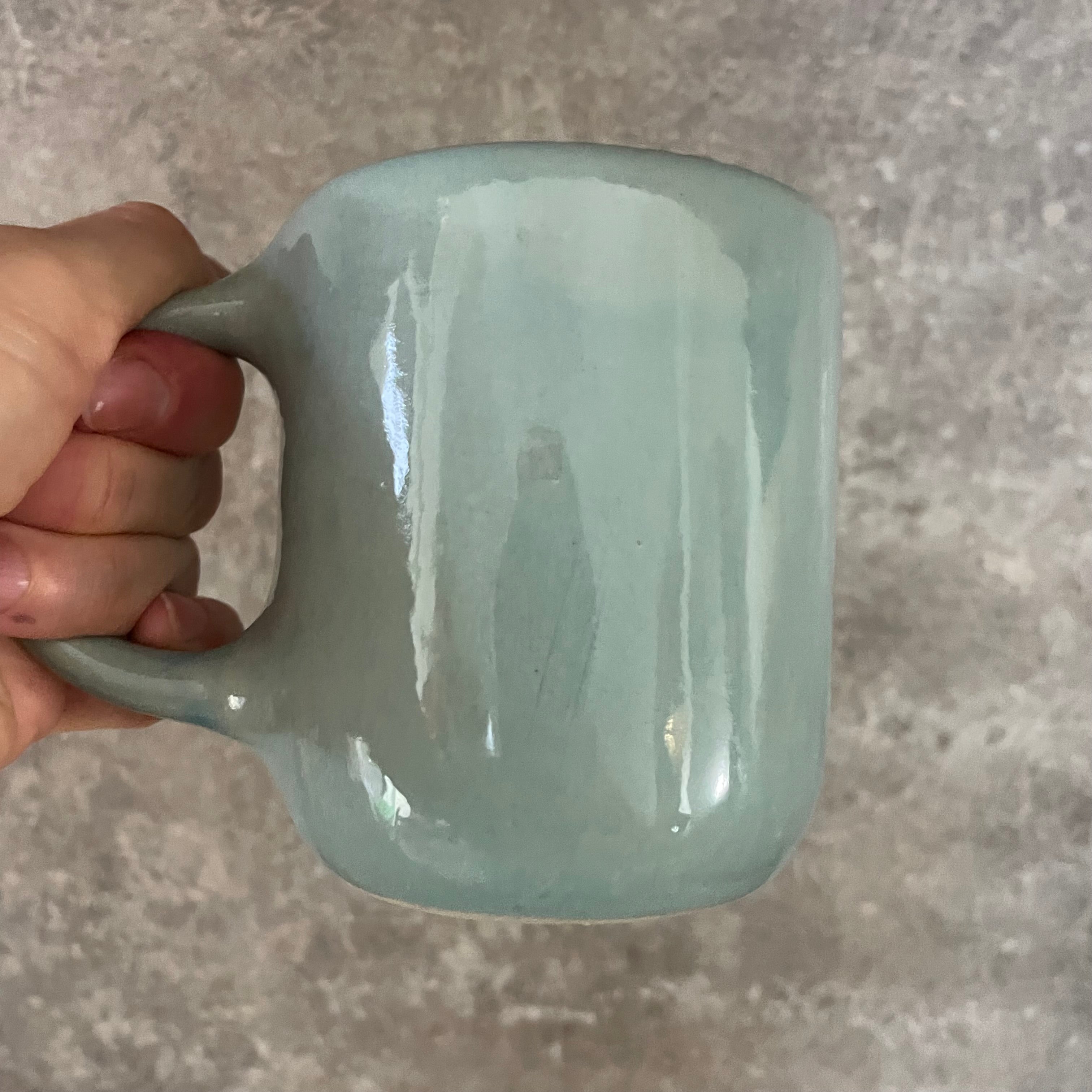 Blue mug with funny phrase in Lithuanian