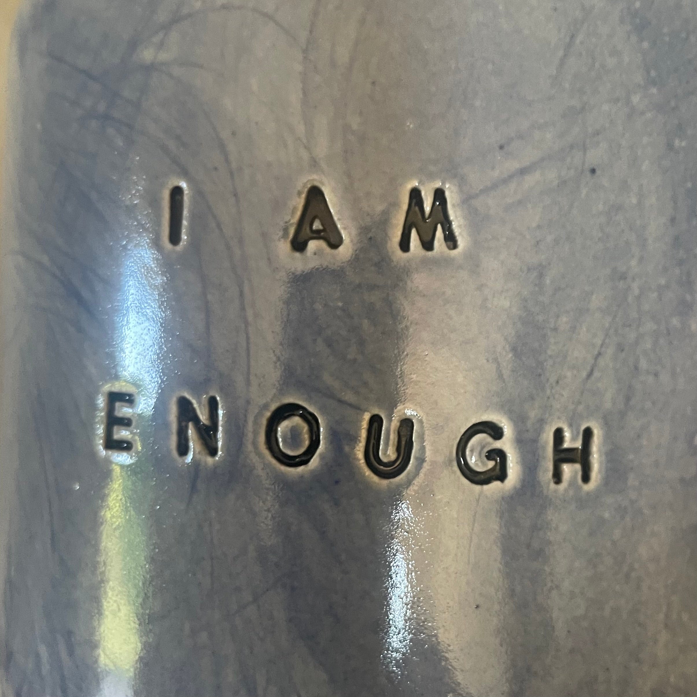 Mėlynas didelis sunkus puodelis I AM ENOUGH