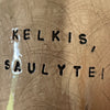 Big beige mug with saying in Lithuanian