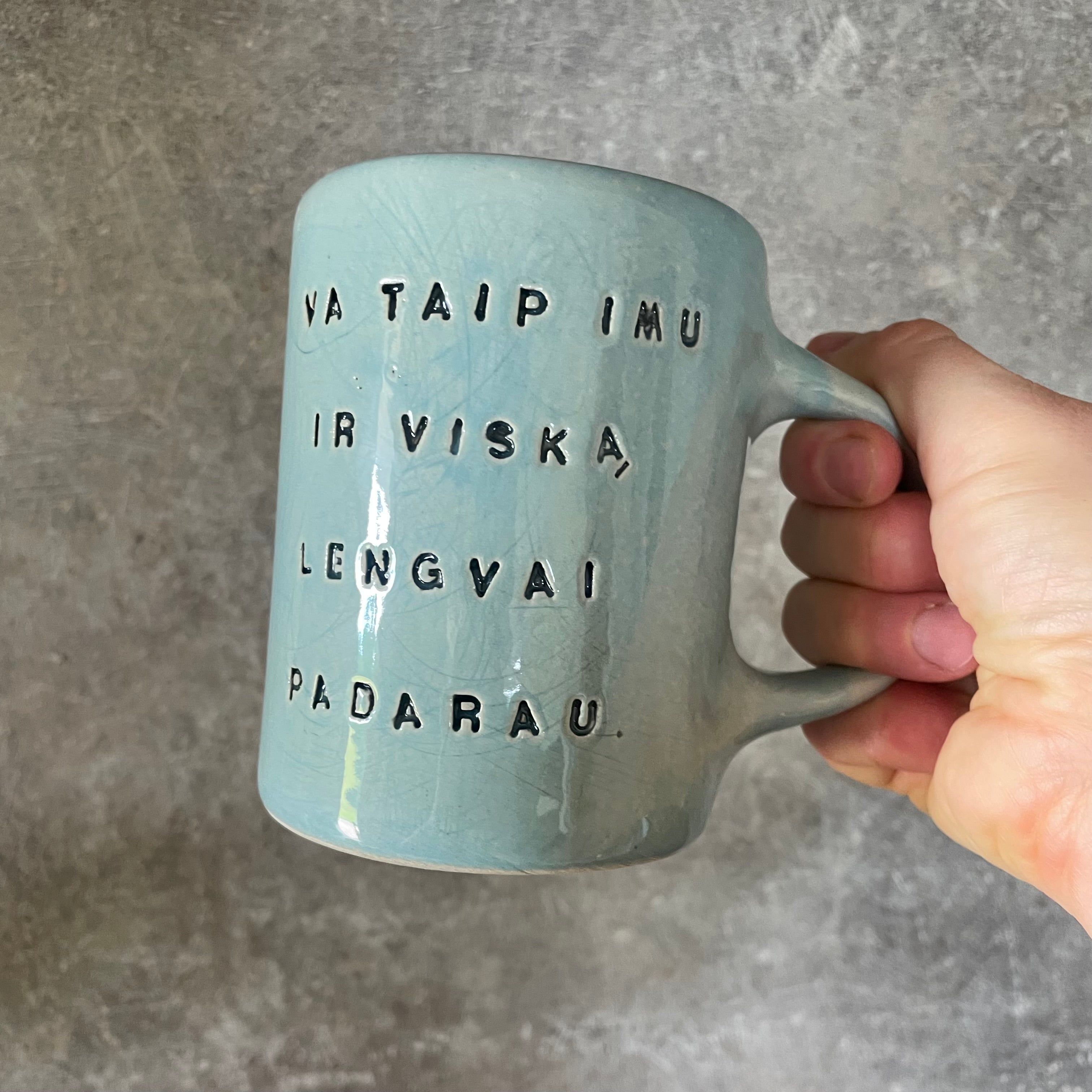 Blue mug for doing