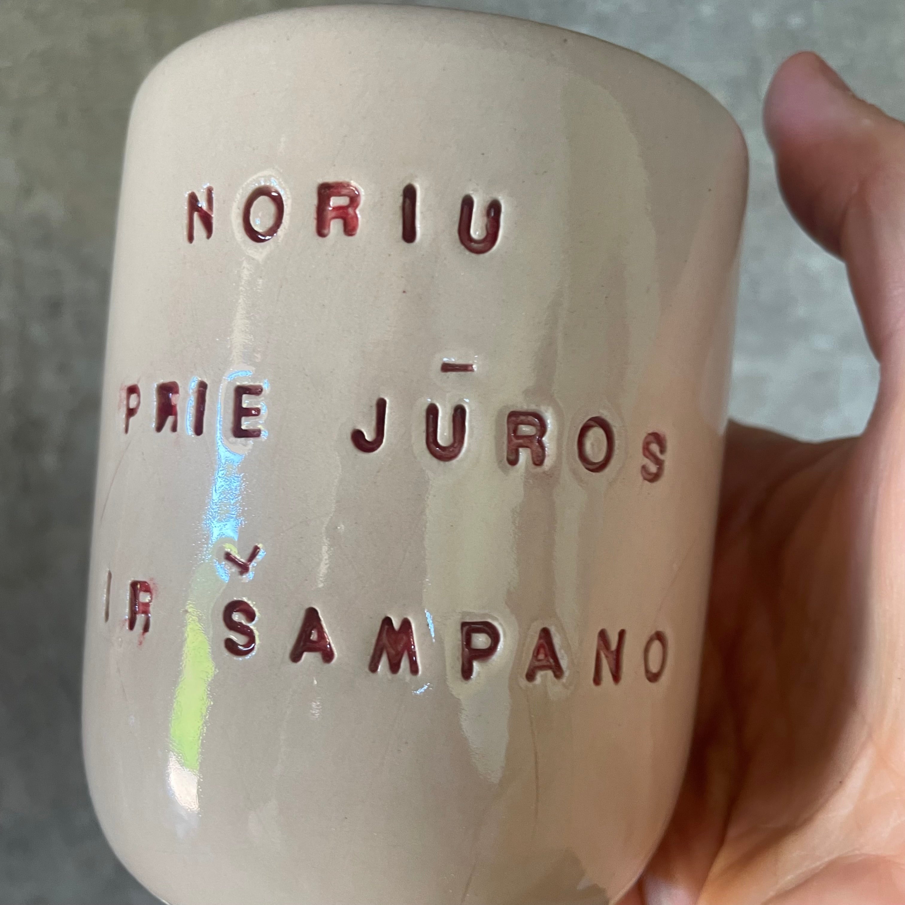 Rausvas puodelis NORIU ŠAMPANO
