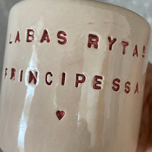 Light pink tumbler mug PRINCIPESSA