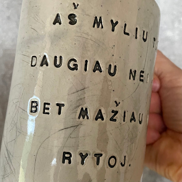 Big speckled mug with love saying