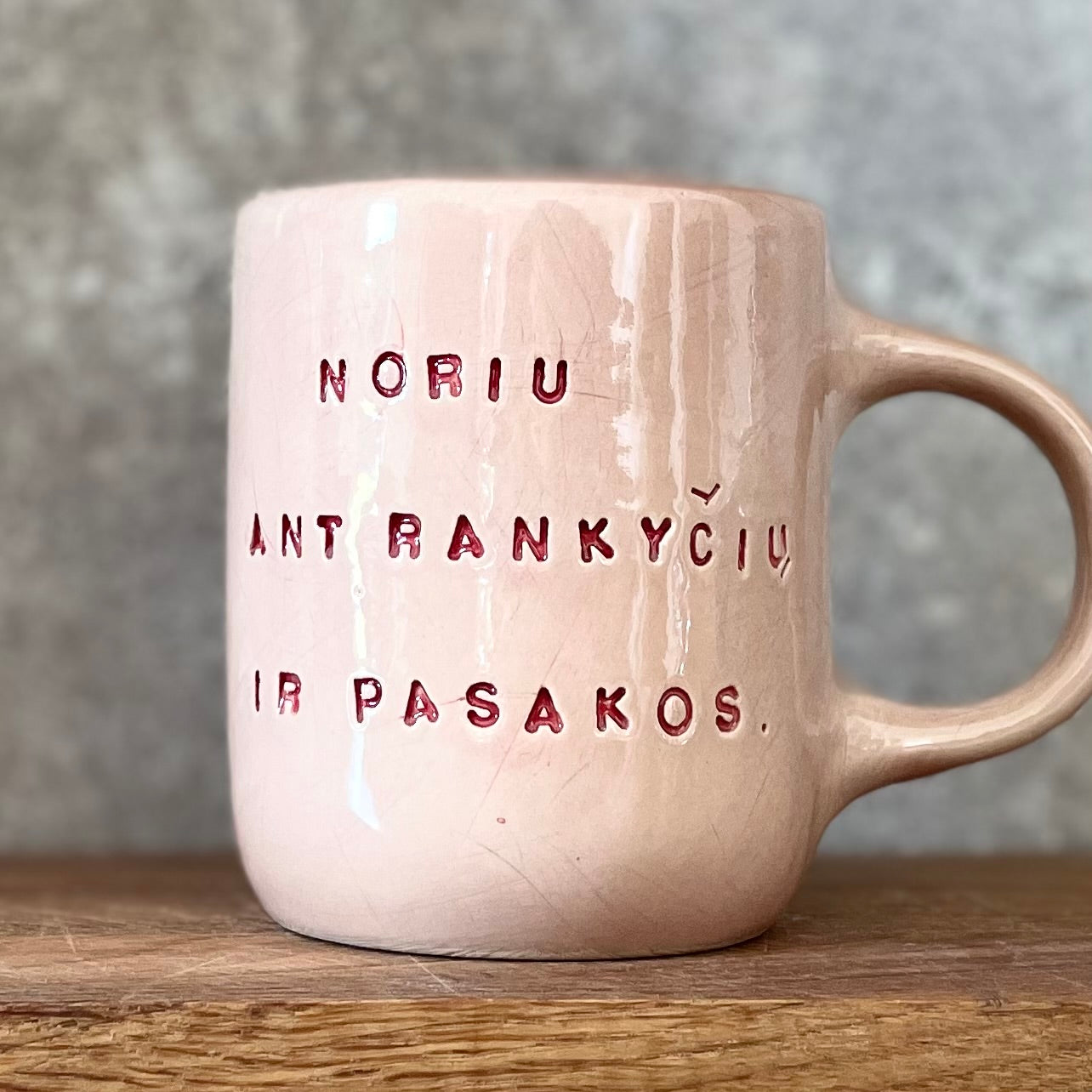 Pink mug with sweet saying