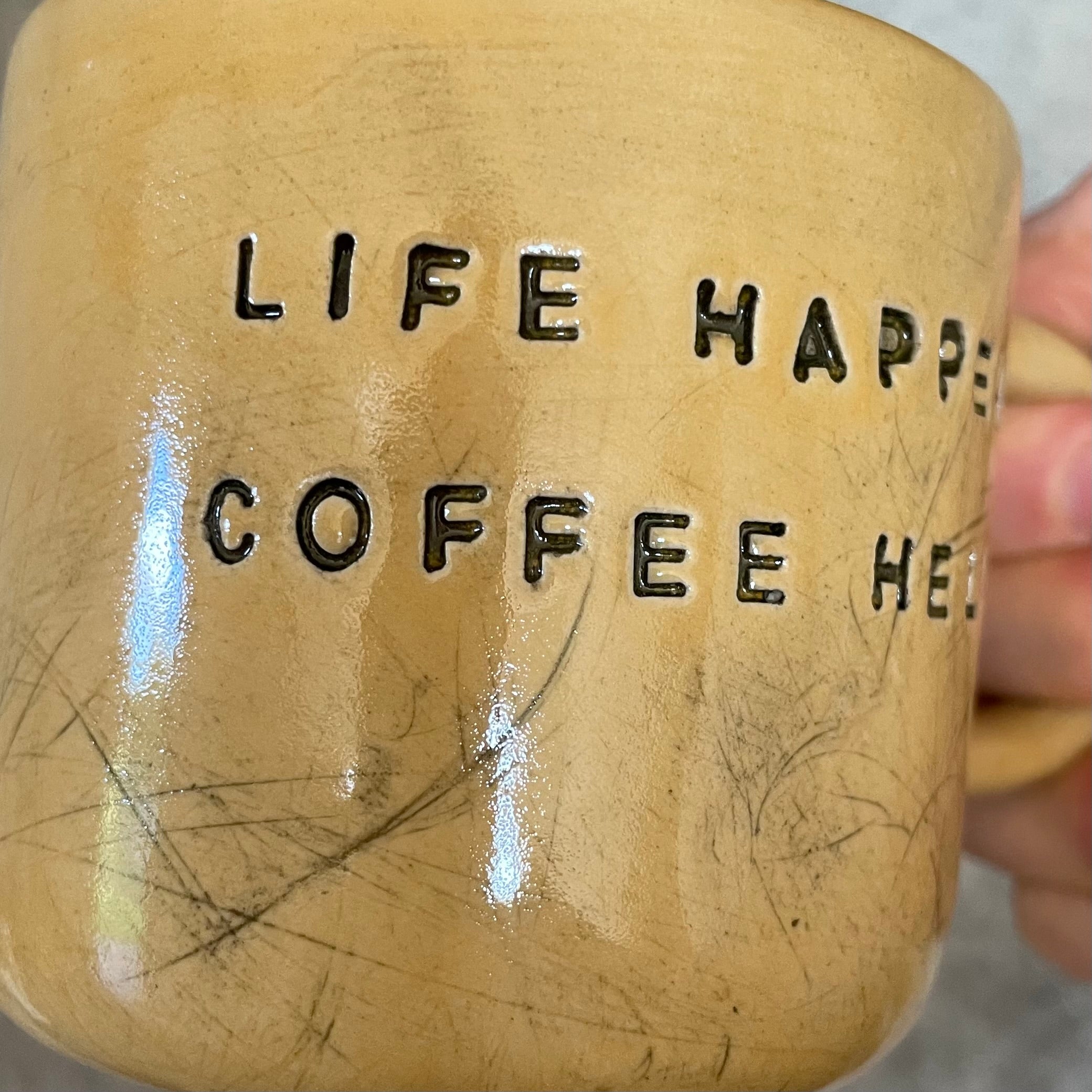 Coffee mug about coffee and life