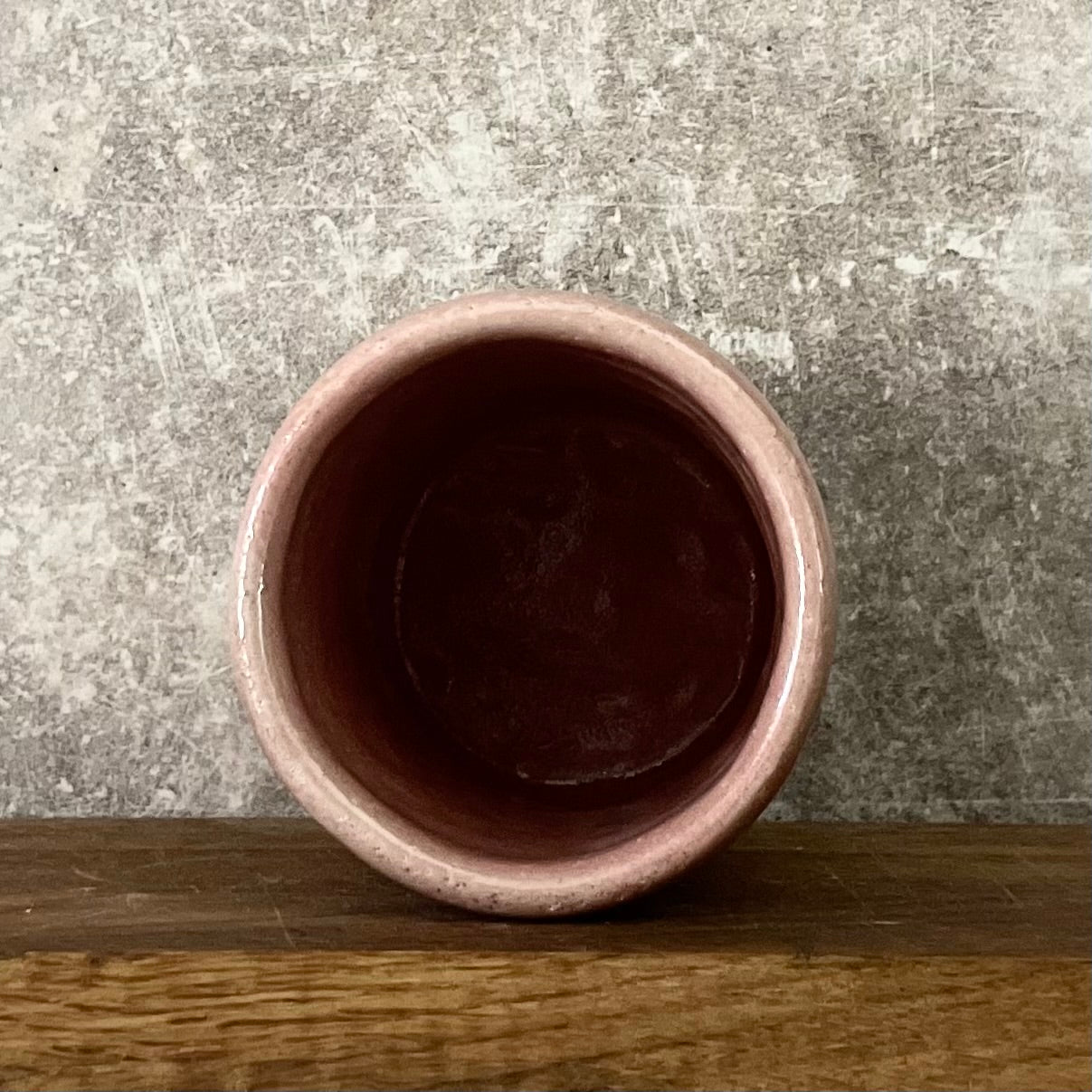 Pink mug with calming words without handle