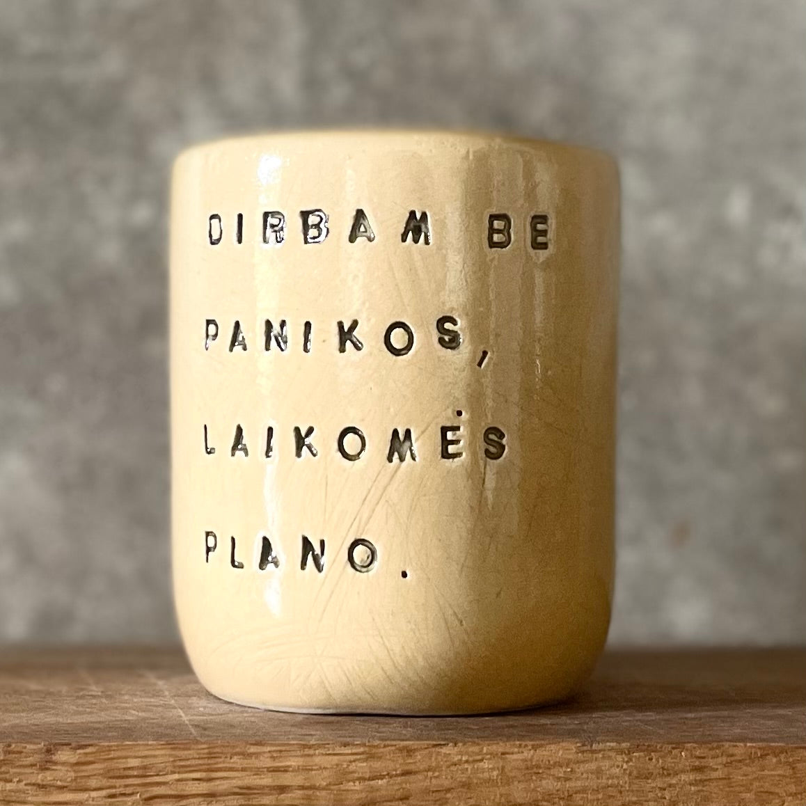 Yellow big tumbler mug with saying about work