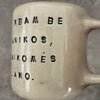 White medium ceramic mug with words about work - twin