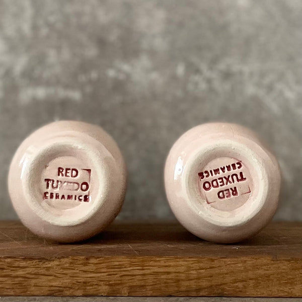 Pink small mugs without handle "Aš tave"