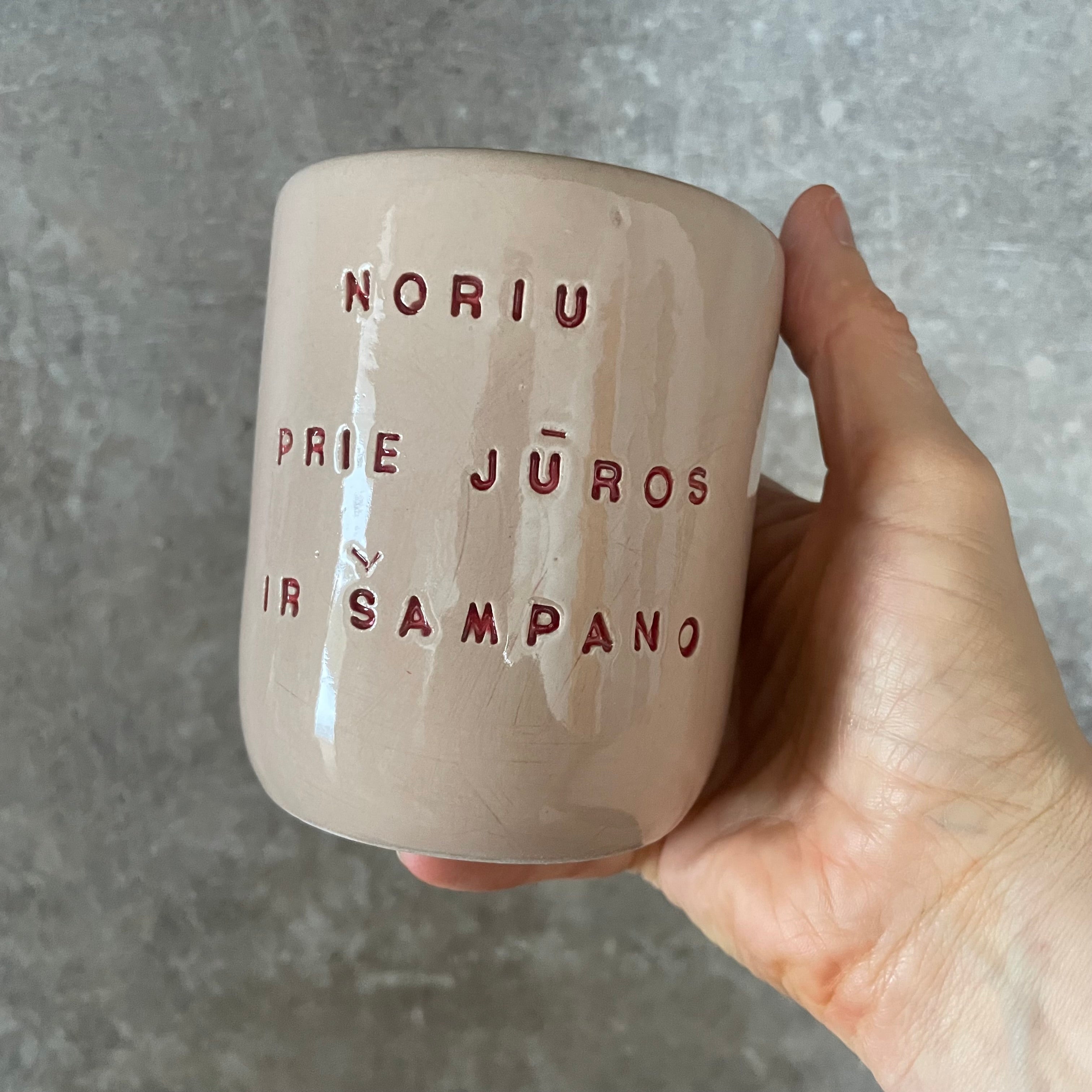 Rausvas puodelis NORIU ŠAMPANO