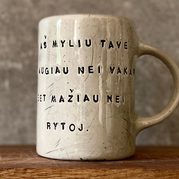 Big speckled mug with love saying