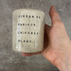 White tumbler mug with saying about work