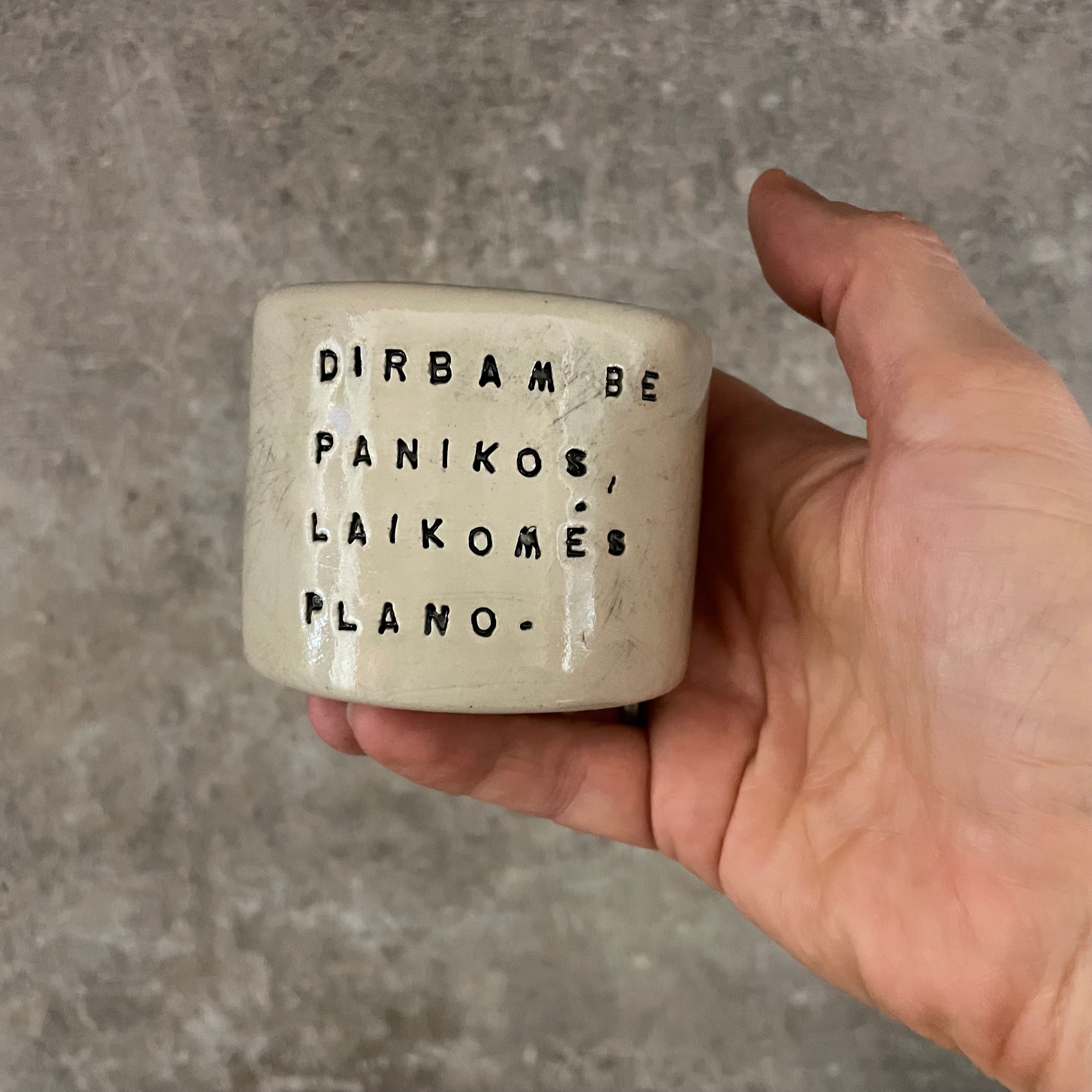 Small espresso mug with words about work