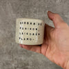 Small espresso mug with words about work
