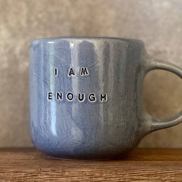 Mėlynas didelis sunkus puodelis I AM ENOUGH