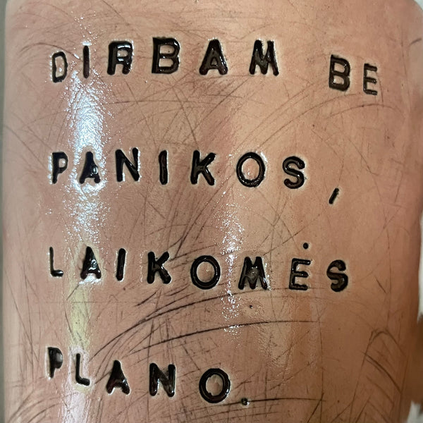 Ultra jumbo pink big mug with words about work