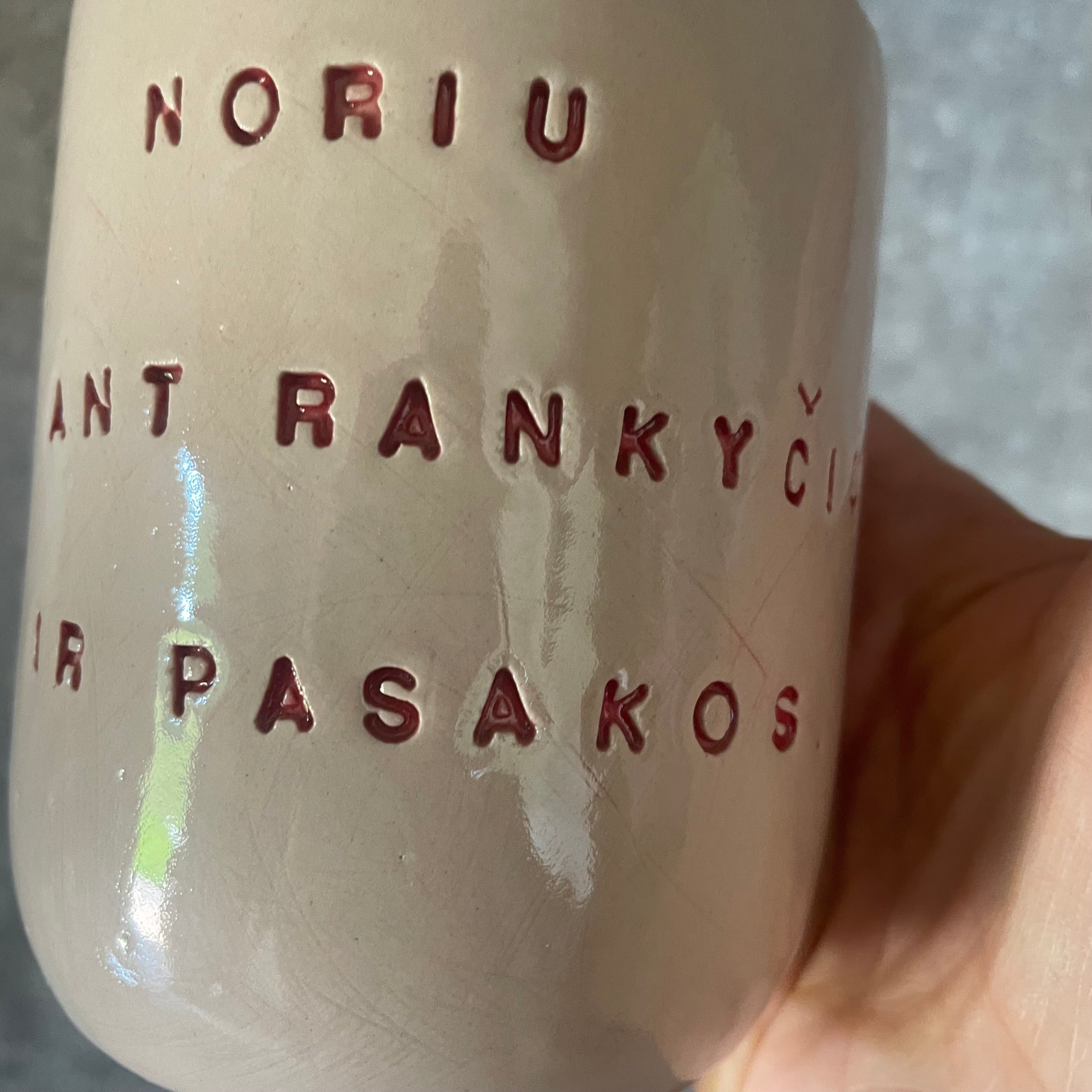 Pink mug NORIU ANT RANKYČIŲ